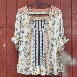 LUCKY Brand Floral Peasant Blouse